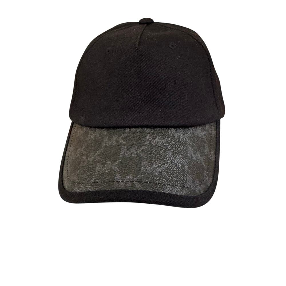 MICHAEL Michael Kors MK Monogram Black Baseball Cap Hat Brim Logo NWT Adjustable